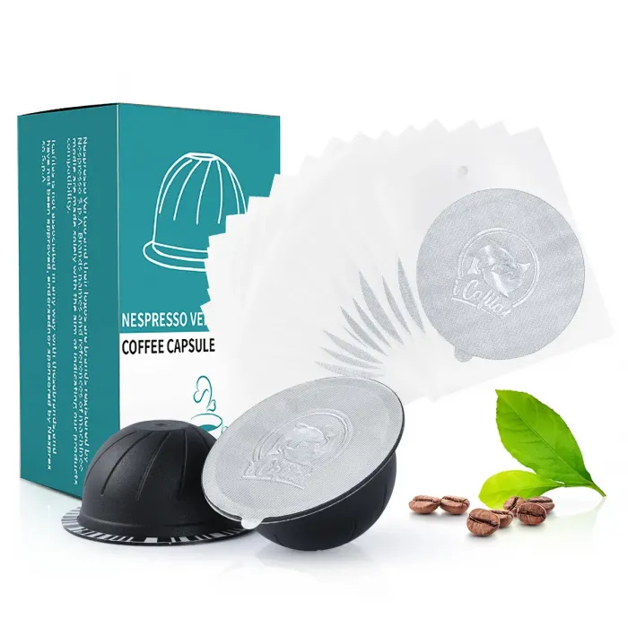 Capsulă reutilizabilă și capace din aluminiu pentru Nespresso Vertuo
